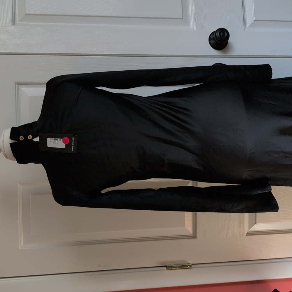 Elegant Black Long Sleeve High Neck Evening Dress NWT - Picture 8 of 10